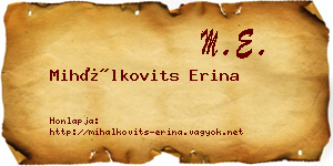 Mihálkovits Erina névjegykártya